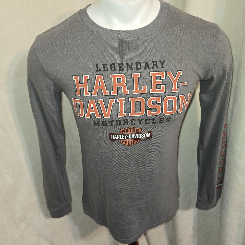Harley-Davidson Men's MUNICH GERMANY Long Sleeve Crew-Neck Cotton Shirt (S)